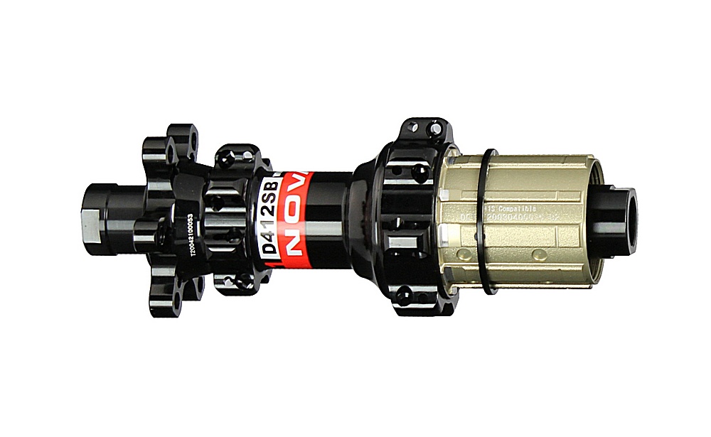 Rear disc hub Novatec D412SB-X12-A4ALS-11S, black, 28 holes