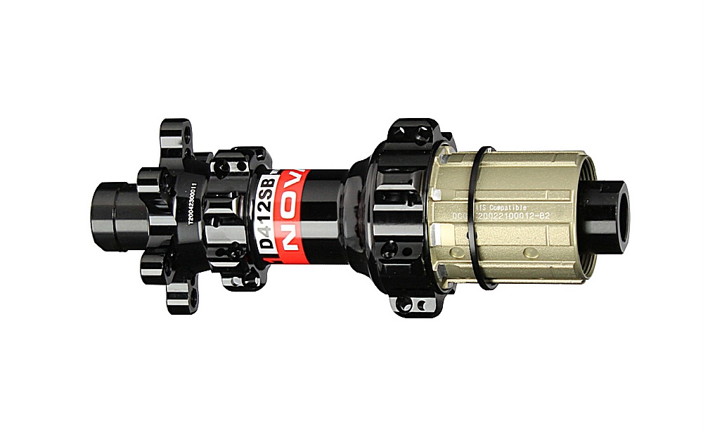Rear disc hub Novatec D412SB-X12-A4ALS-11S, black, 28 key holes