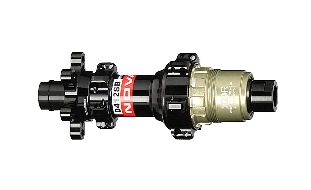 Rear disc hub Novatec D412SB-X12-A4A-XDR, black, 24 holes
