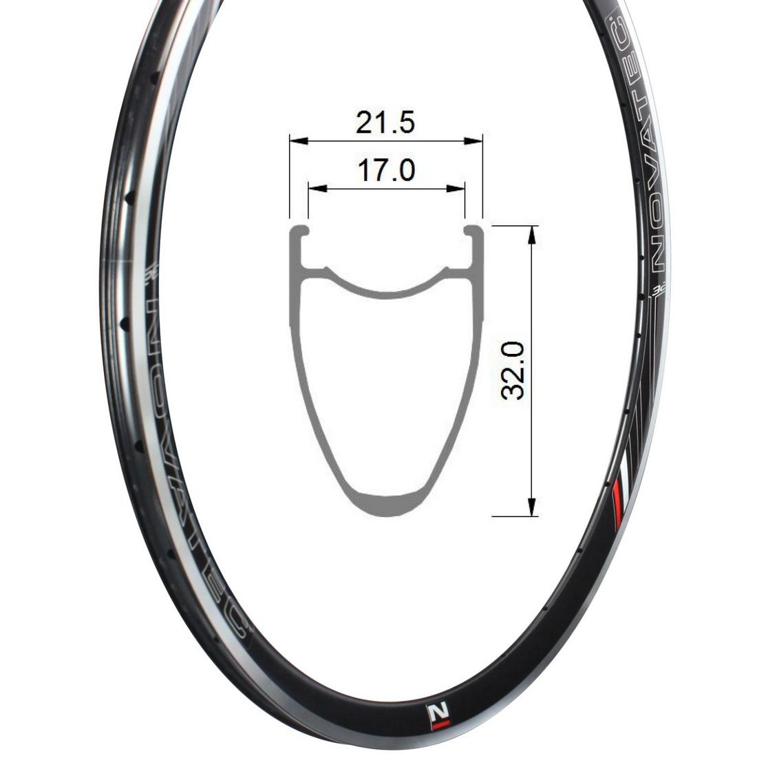 Rim, alloy, 700C, 24H L12R12, RWA32C, 32×17, Tub.Ready, Sleeved, Novatec-SKC (Jetfly)