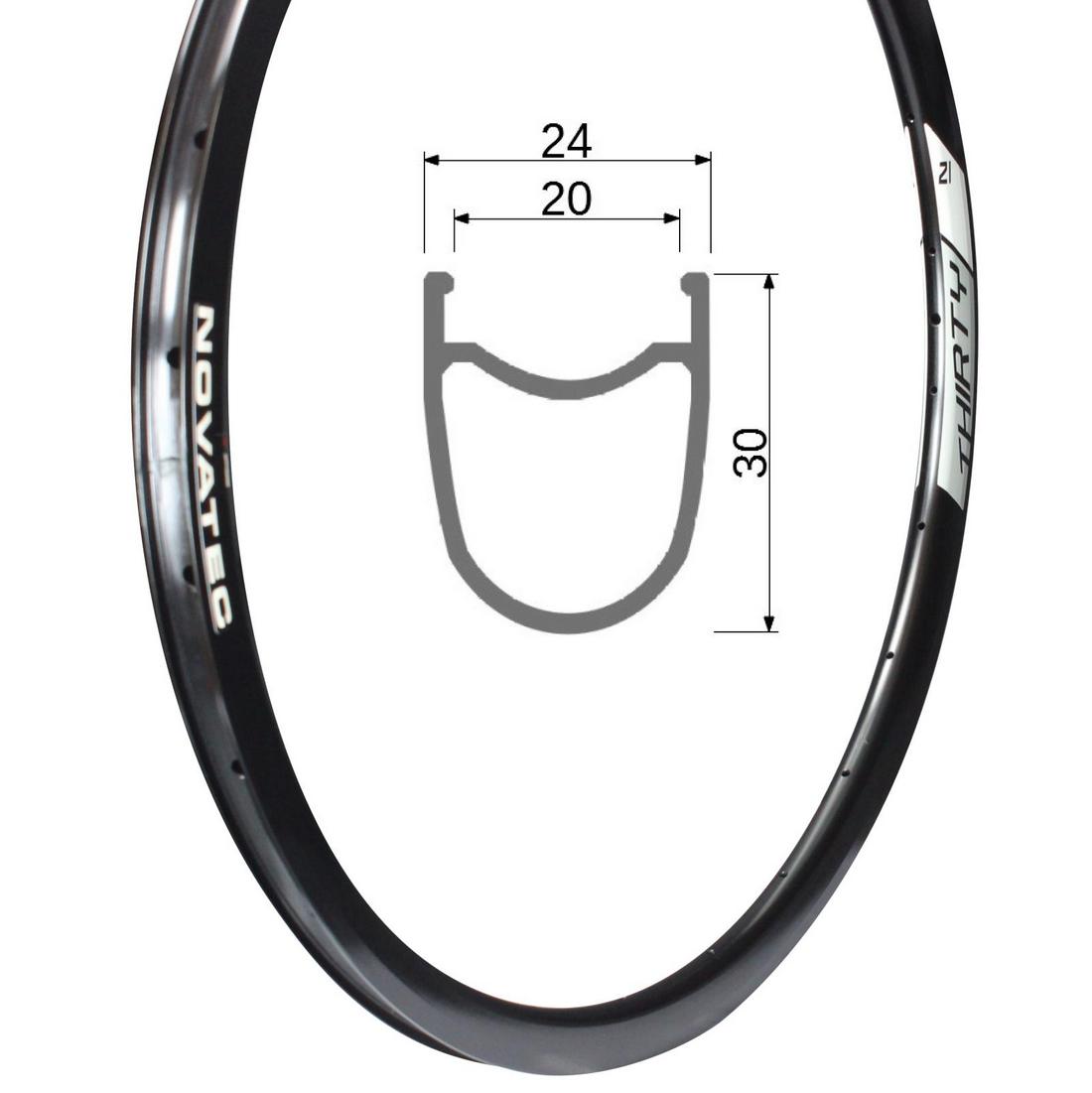 Rim, alloy, 700C, 24H, Novatec 30 disc, shiny black, 30×20, welded, Tub.Ready, OE